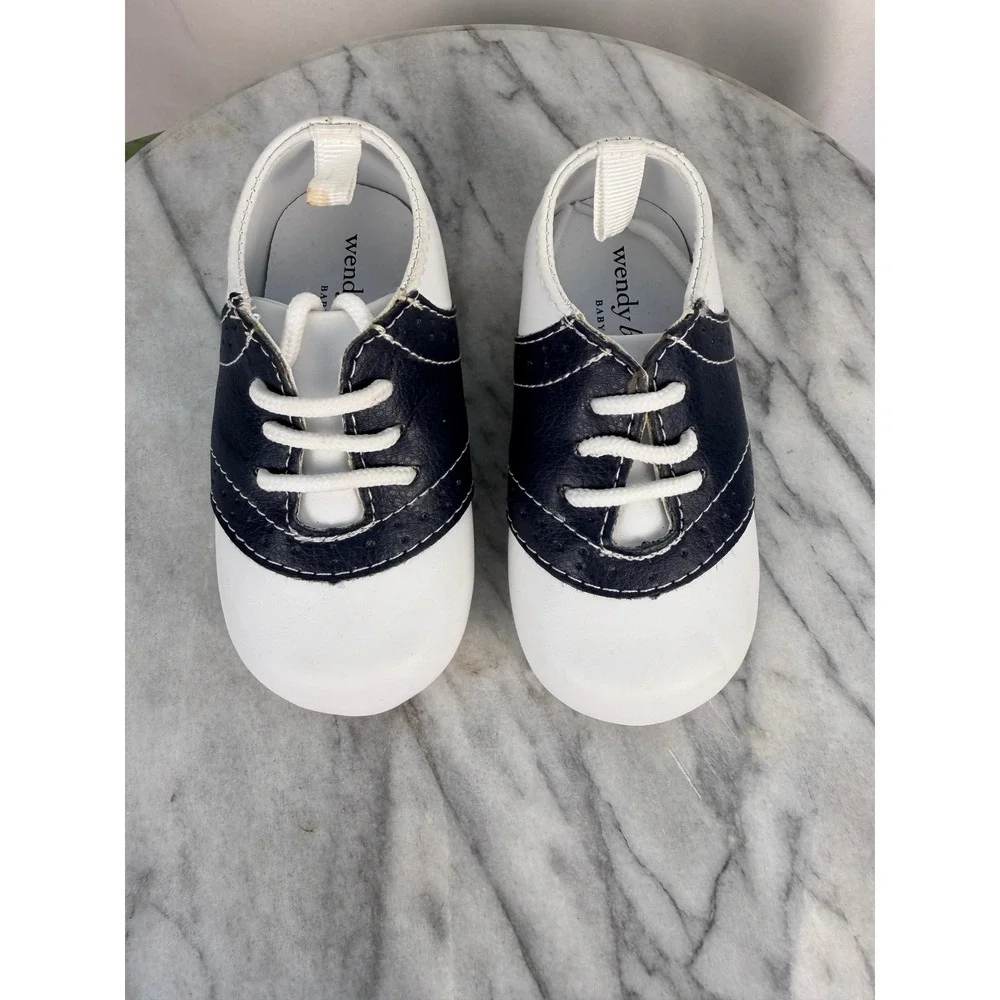 Wendy Bellissimo Baby Navy Blue & White Saddle Oxford Shoes Size 4